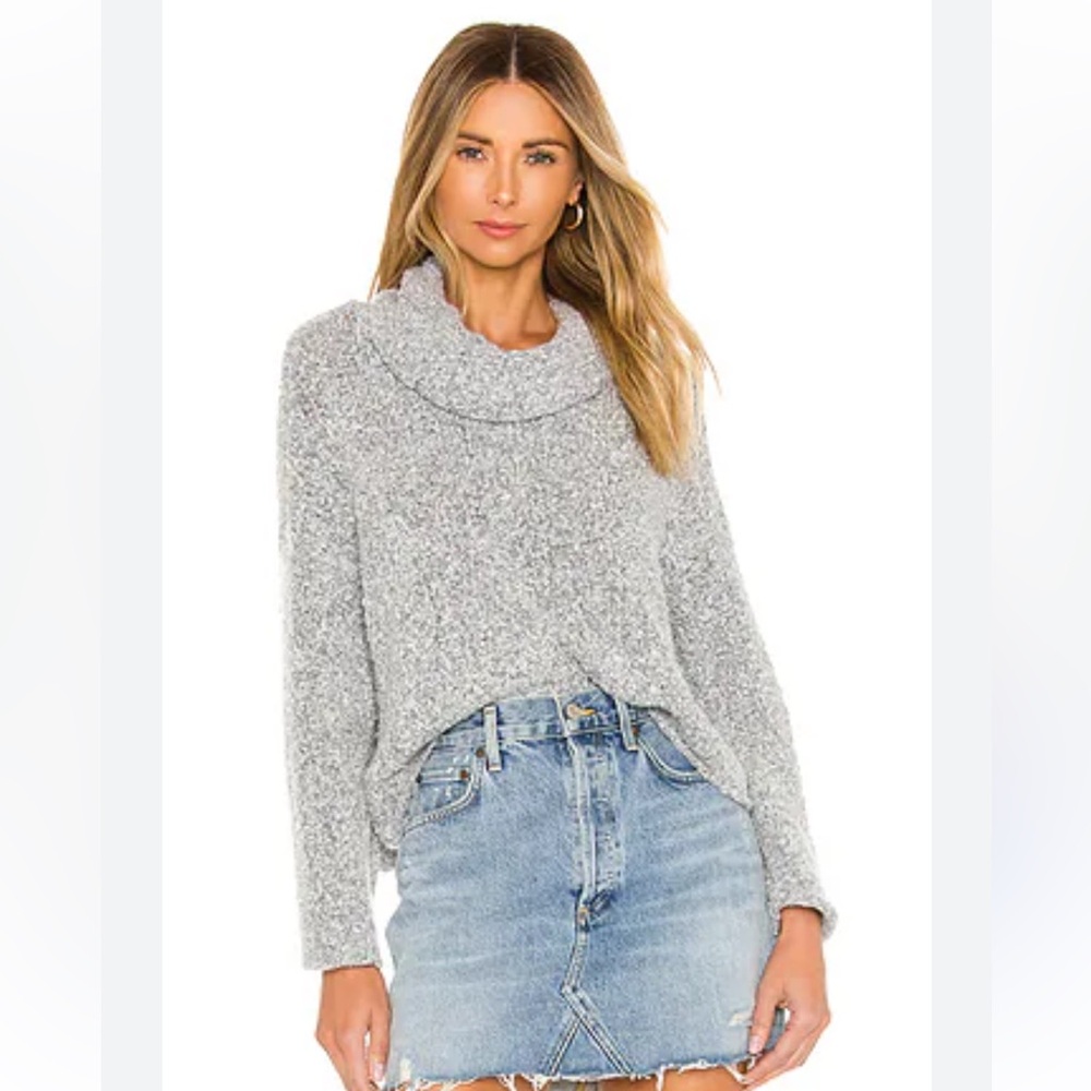 Free People Heather Gray Cowl Neck Sweater